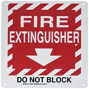 2PKS) Brady 123759 Fire Safety Sign, Legend"Fire Extinguisher Do Not Block"